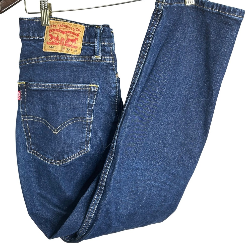 Levis 514 Straight Fit Mens W30 L32 Jeans Dark Indigo‎ Blue Denim 34199805